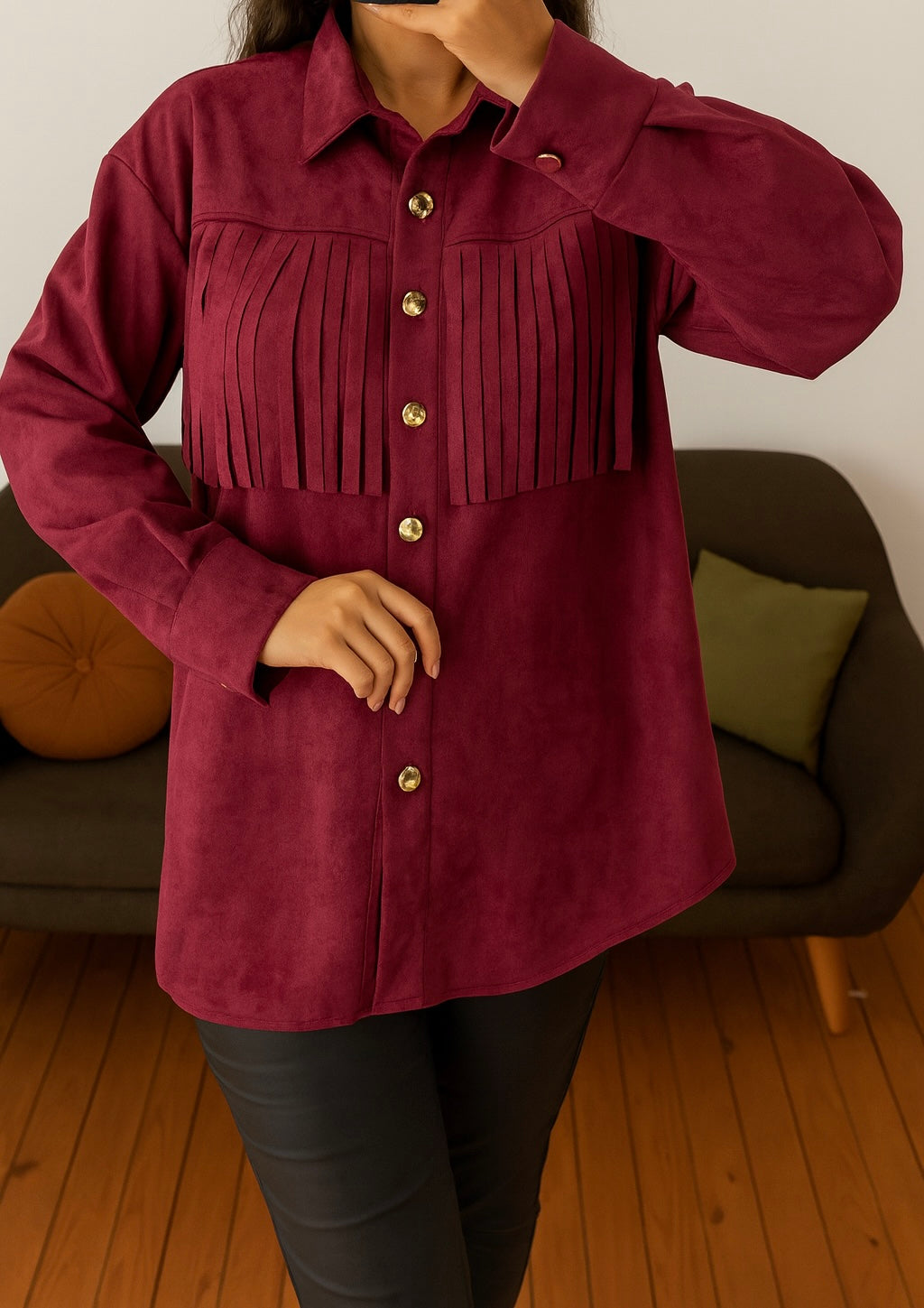Chemise Suédine Bordeaux