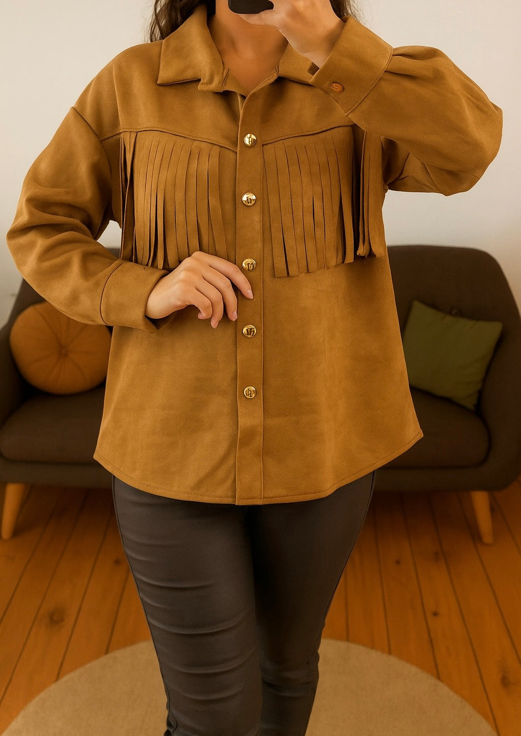 Chemise Suédine Camel
