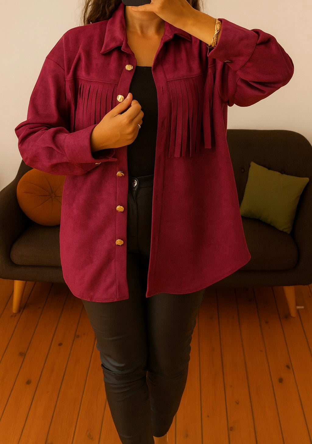 Chemise Suédine Bordeaux